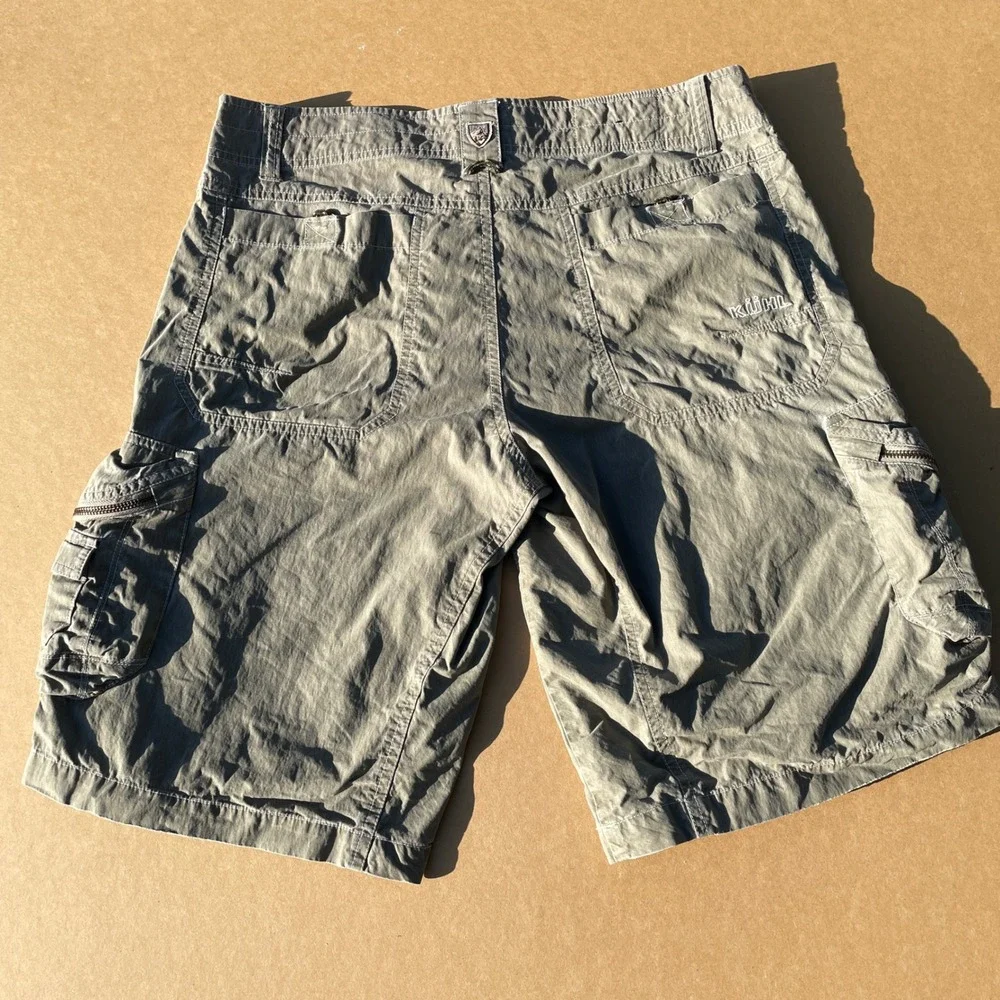 Kuhl Cargo Shorts Mens 34 Gray Hiking Camping Crag Series Cotton Nylon Blend